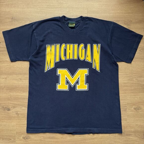 Vintage 90s Michigan Wolverines Big Logo Graphic T-Shirt Size XL Single Stitch - Picture 8 of 8